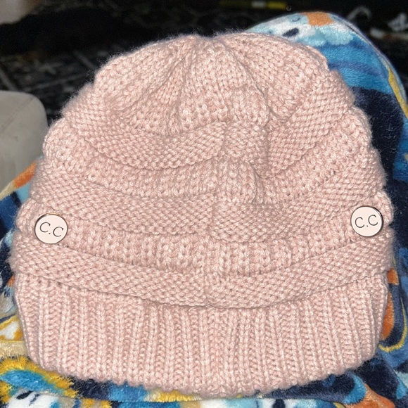 C.C Exclusive Women Ribbed Knit Solid Color Beanie Hat with Button for Mask - Picture 5 of 7